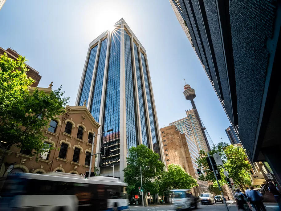 Low angle view of an A grade building of Servcorp 44 Market Street