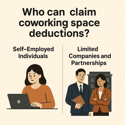 An infographic explaining who can claim coworking space tax deductions.